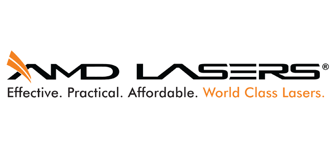 AMD Lasers logo with tagline "Effective. Practical. Affordable. World Class Lasers."