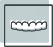 Illustrated tooth icon showing a bright, healthy smile with white teeth in a simple square frame.